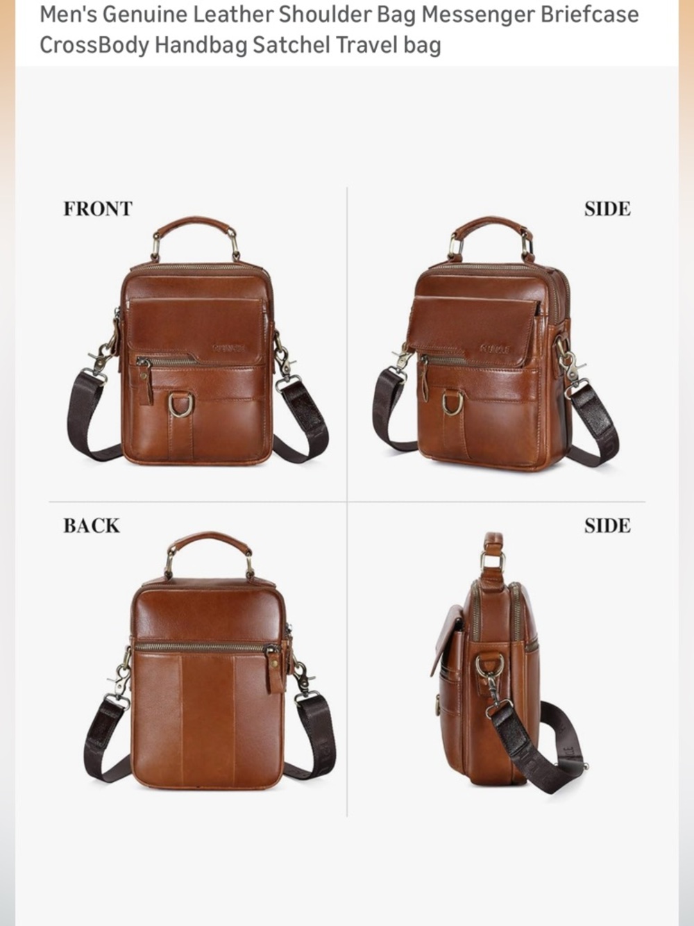 Pluncle Brown Leather Crossbody Messenger Bag bum bag sling bag - Picture 13 of 14